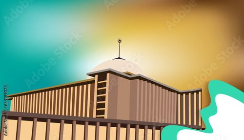 Vector illustration of the Istiklal Mosque in Jakarta, Indonesia