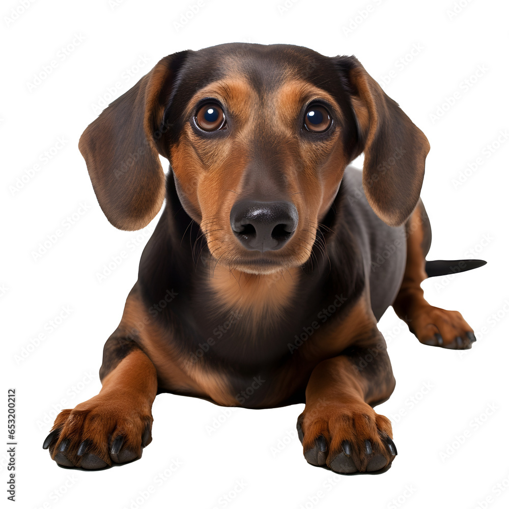  dachshund dog full body shot on transparent background cutout - Generative AI