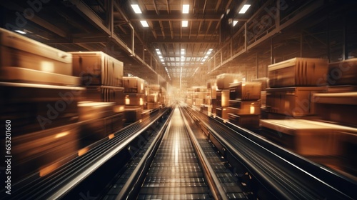 Conveyor belt with cardboard boxes © cherezoff