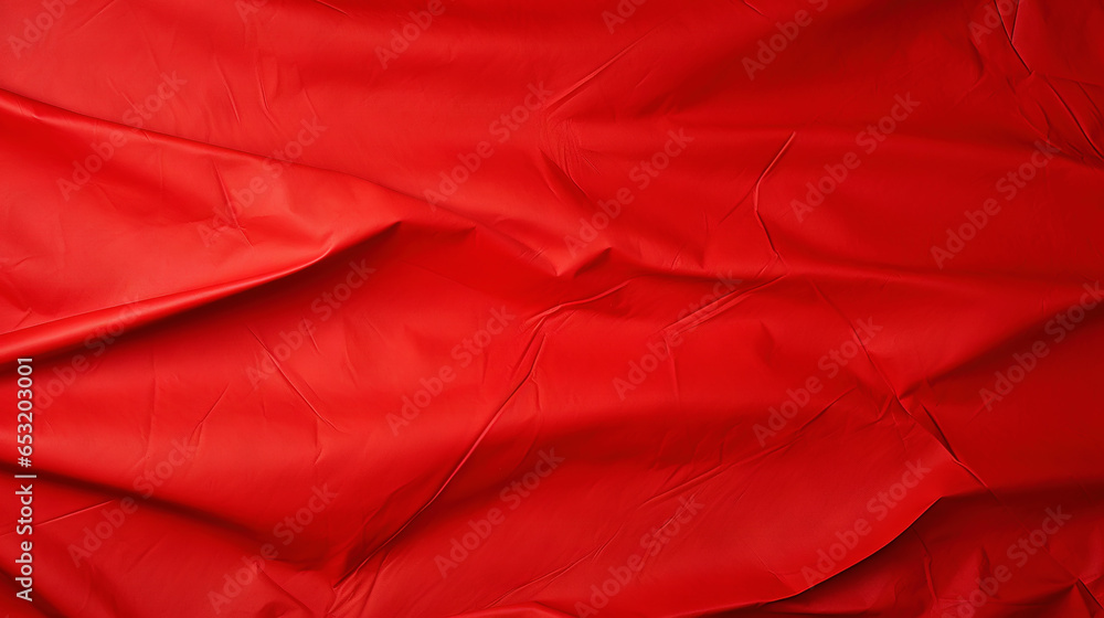 Red crumpled paper texture. Blank background with creases. Generative AI Red crumpled paper texture. Blank background with creases. Generative AI