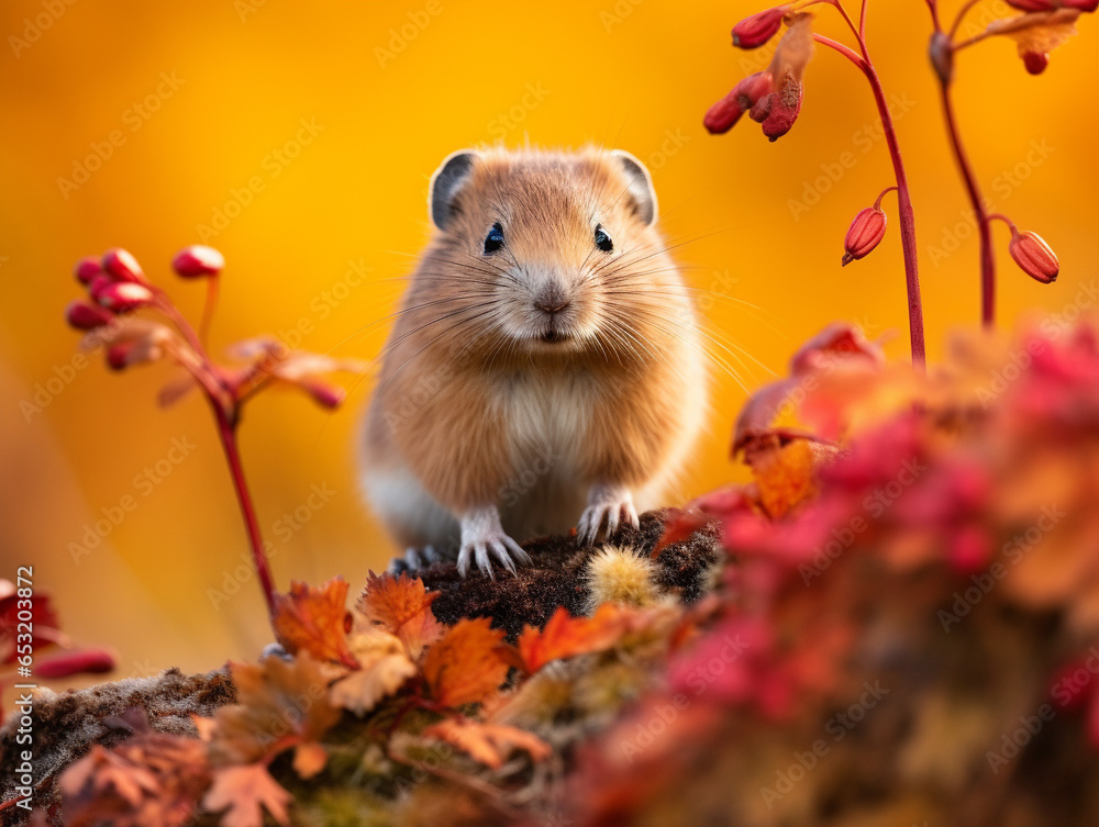 A Photo of a Lemming in an Autumn Setting A Photo of a Lemming in an Autumn Setting