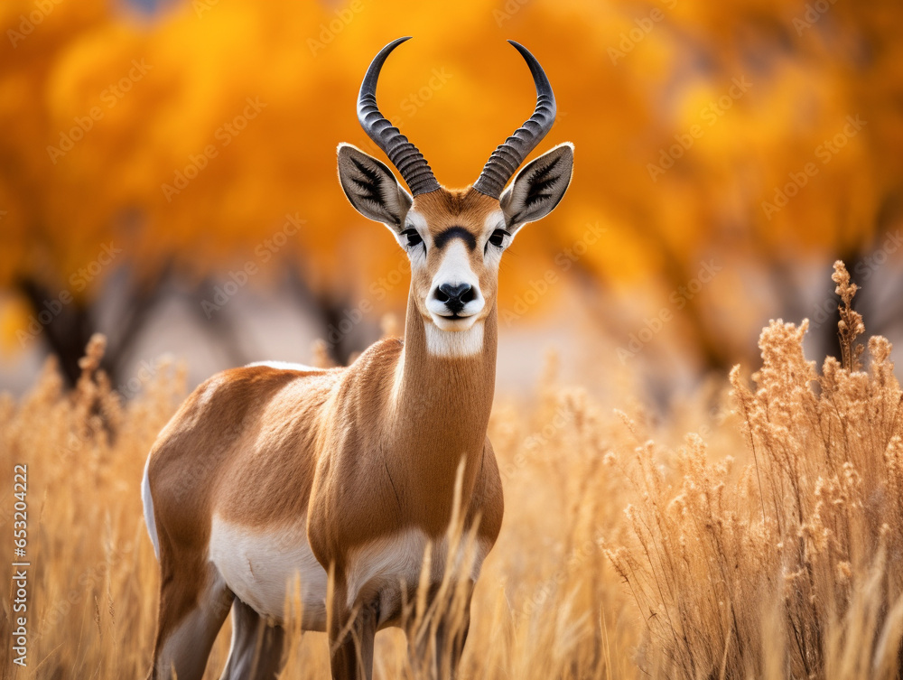 A Photo of an Antelope in an Autumn Setting A Photo of an Antelope in an Autumn Setting