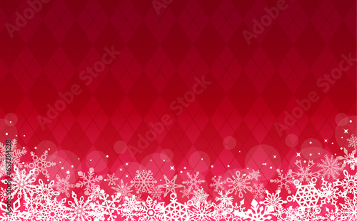 繊細な雪の結晶フレームまとめ_チェック赤_横5