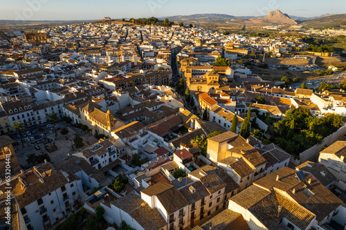 Drone skyline view of Antequera, Spanish town in Andalucia, Spain