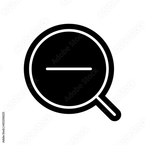 black icon - Magnifying glass with minus sign
A minimalist black and white icon of a magnifying glass with a minus sign, symbolizing zooming out or minimizing