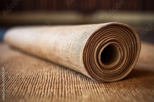 close-up of a natural jute yoga mat