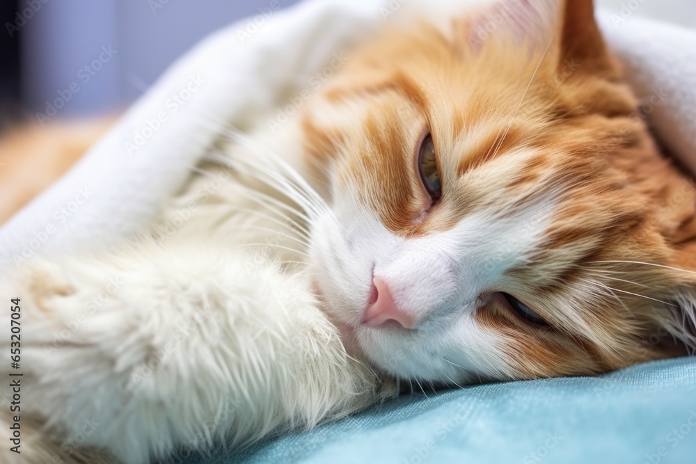 close-up of cat paw after joint operation