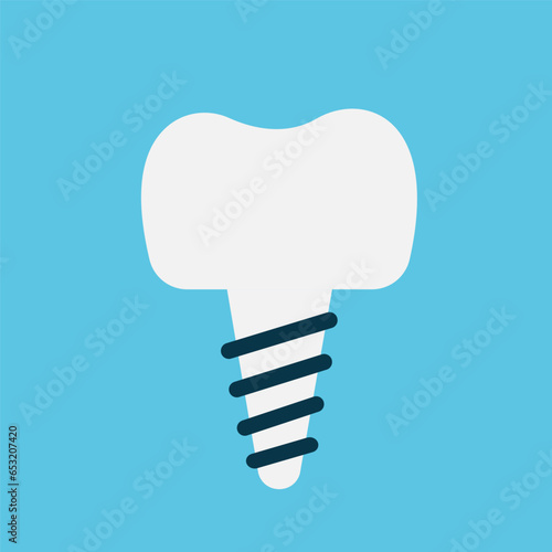 Dental implant. Vector, flat style