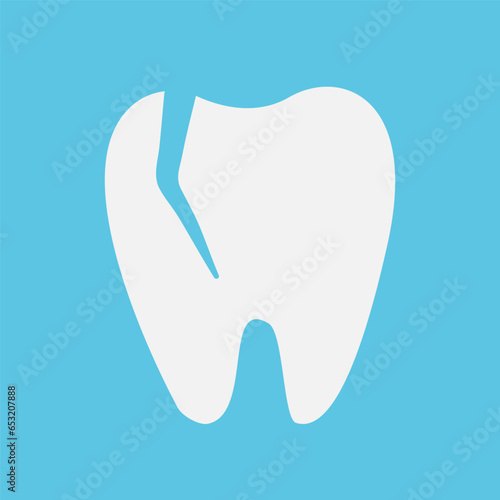A tooth with a chipped piece. Vector, flat style