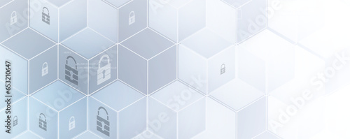 internet digital security technology concept for business background. Lock on circuit board