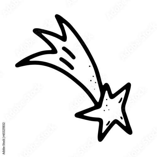 Christmas tree branch isolated on a white background. Cute decorative outline twig in Scandinavian style. Festive decoration element for Christmas, New Year. Minimalistic symbol of the winter holiday