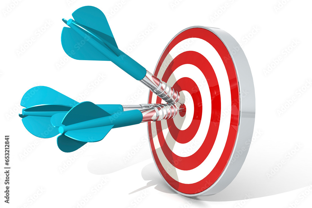 Aim for target with blue dart hitting the center of board Aim for target with blue dart hitting the center of board