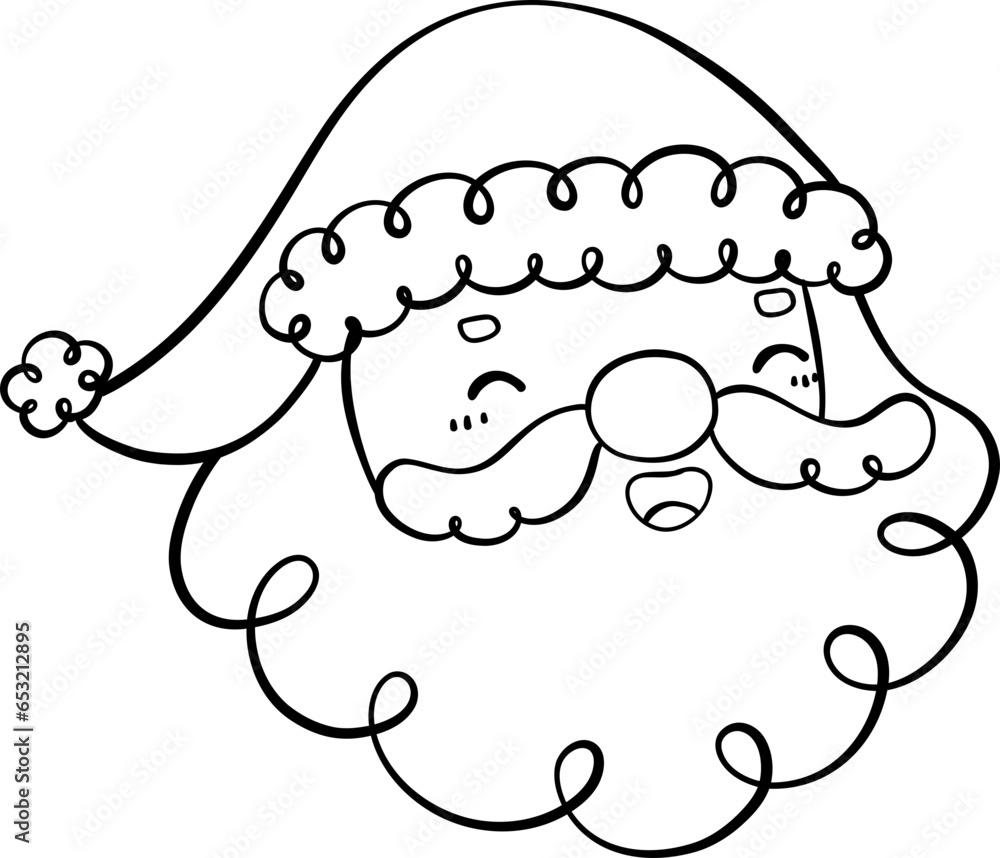 Cute Santa Claus outline, smile face Cute Santa Claus outline, smile face
