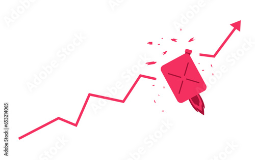 High oil price. Inflation of crude barrel. Graph with increase of economy crisis. Infographic with cost petrol.