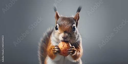 squirrel eating nut Hilarious Squirrel Expressions on gray background photo