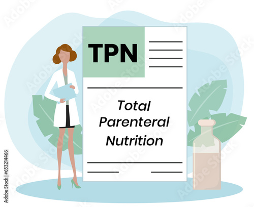 TPN - Total Parenteral Nutrition acronym. medical concept background. vector illustration concept with keywords. lettering illustration with icons for web banner, flyer, landing page