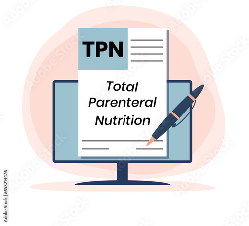 TPN - Total Parenteral Nutrition acronym. medical concept background. vector illustration concept with keywords. lettering illustration with icons for web banner, flyer, landing page