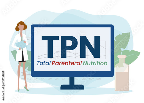 TPN - Total Parenteral Nutrition acronym. medical concept background. vector illustration concept with keywords. lettering illustration with icons for web banner, flyer, landing page