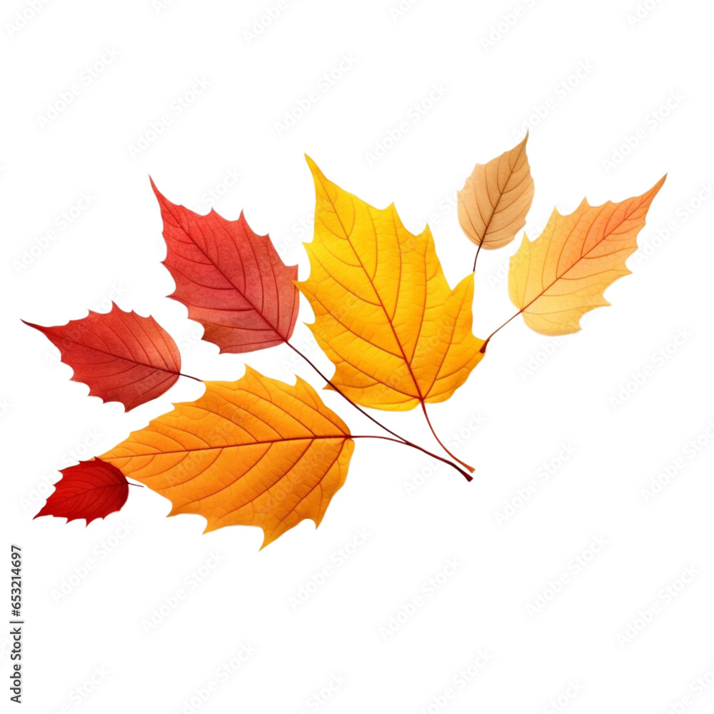 autumn leaves isolated on transparent background 