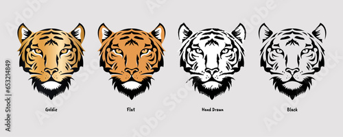 Collection of tiger head images suitable for logos and tattoos