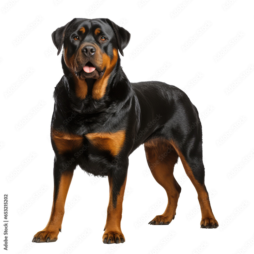 rottweiler looking isolated on white