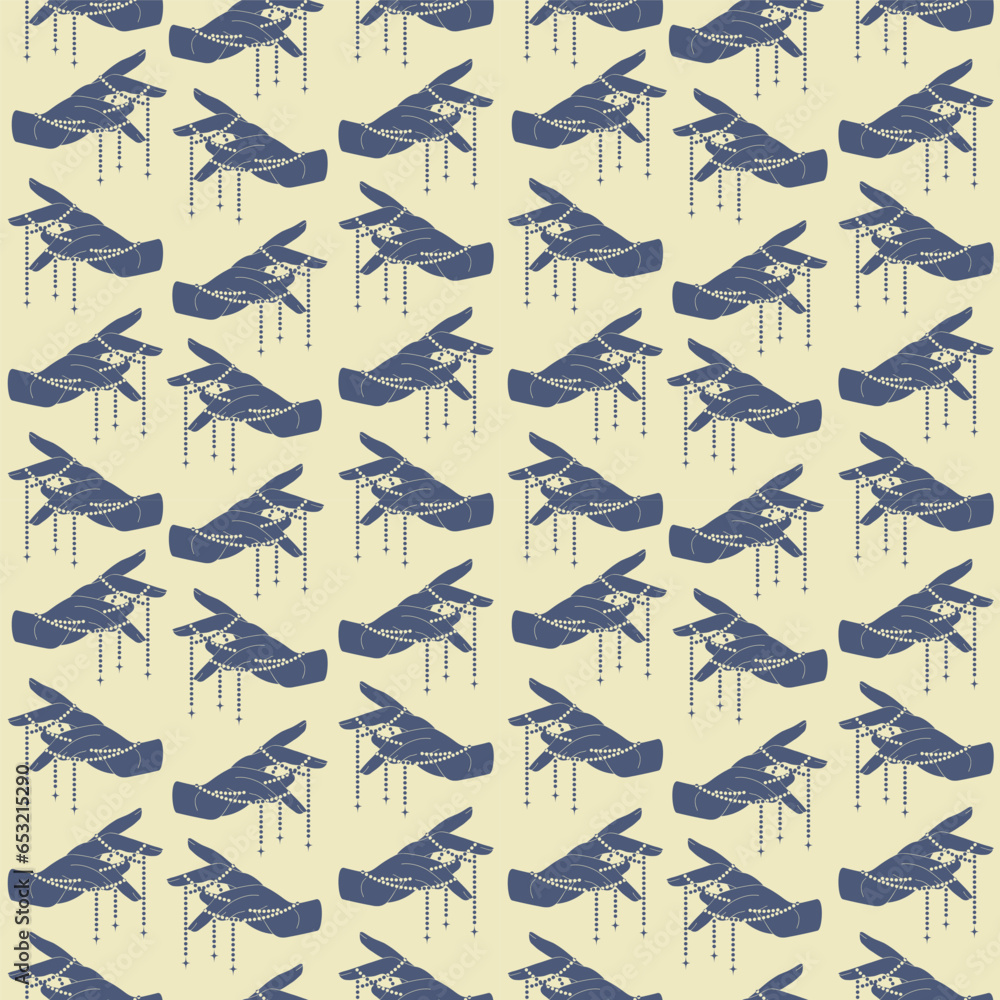 Seamless magic pattern with hands on beige background Seamless magic pattern with hands on beige background