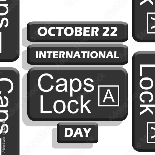 Caps lock computer keyboard key with other keys on white background to celebrate International Caps Lock Day on October 22 photo