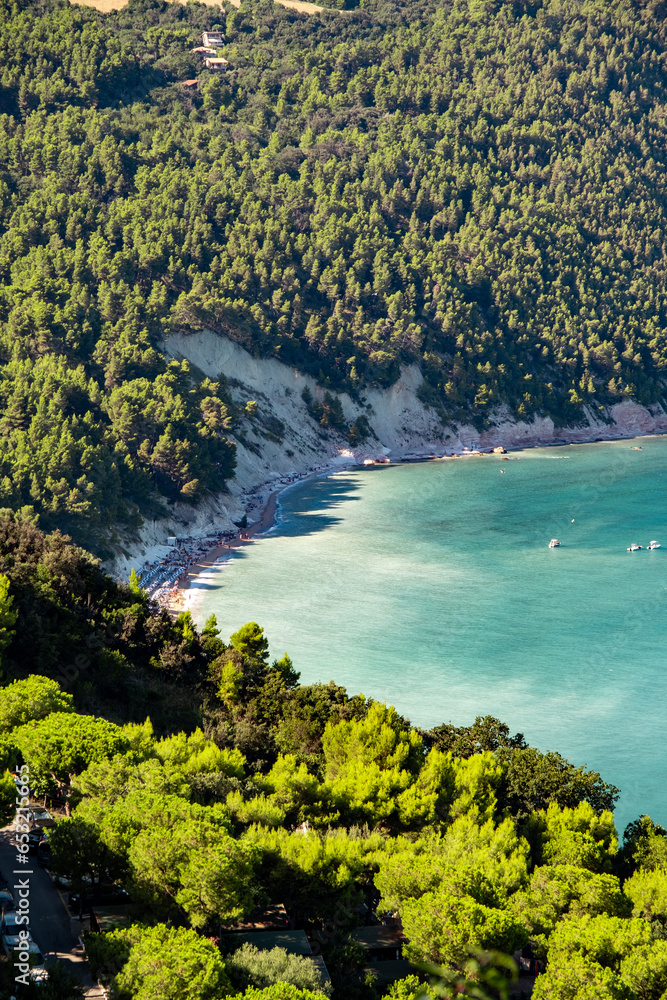 Beautiful view of Mount Conero and beach from Sirolo, Marche region, Italy