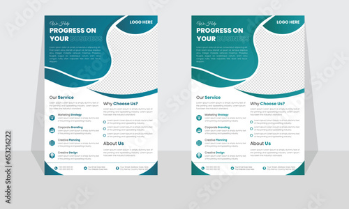 Corporate modern business flyer template design set, minimal business flyer template or eye catching flyer design, flyer in A4 with colorful business proposal, modern with Dark blue and green flyer