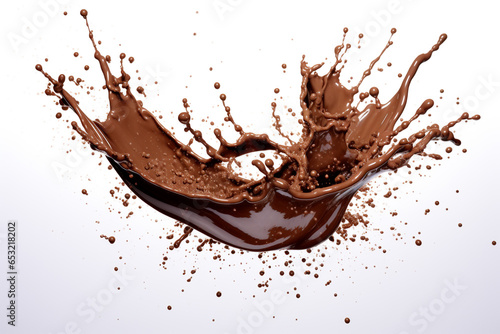 Splashing of chocolate on white background