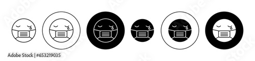 Emoticon set in black filled and outlined style. suitable for UI designs with medical mask icon set in black filled and outlined style. suitable for UI designs