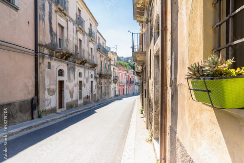 picturesque street in Ragusa Ibla, Sicily, Italy photo