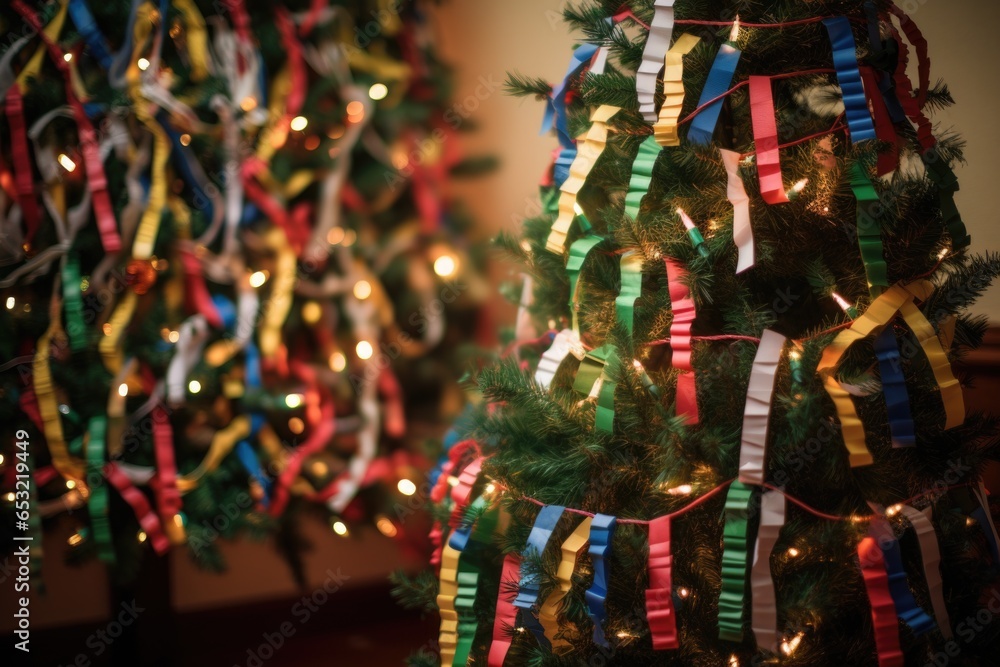 a christmas tree featuring old-fashioned paper chains
