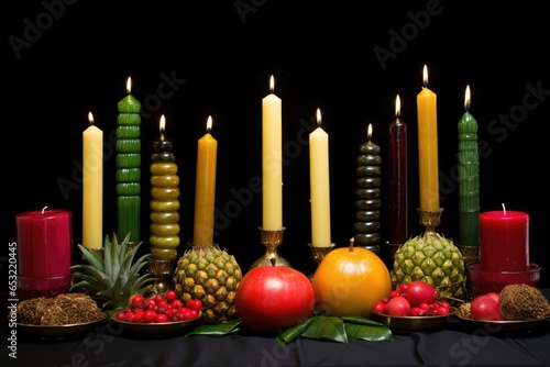 a variety of kwanzaa candles mishumaa saba unlit photo