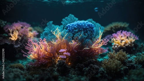 Underwater Auras: The Sublime Glow and Colors of Marine Life, Generative AI