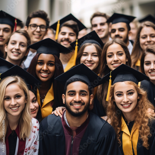 Portrait of a group of graduates at graduation.