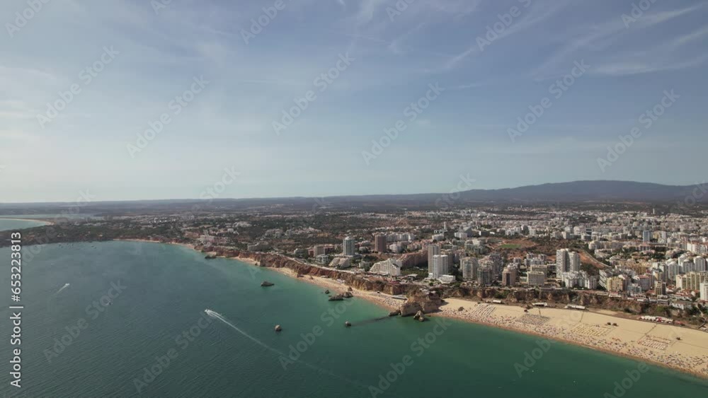 Tourist Portuguese City of Portimao Aerial View on a Sunny Day South Portugal Algarve Tourist Portuguese City of Portimao Aerial View on a Sunny Day South Portugal Algarve