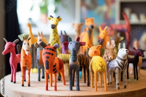 handmade felt animal figures on display