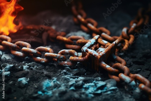 a rusted iron chain with a broken link
