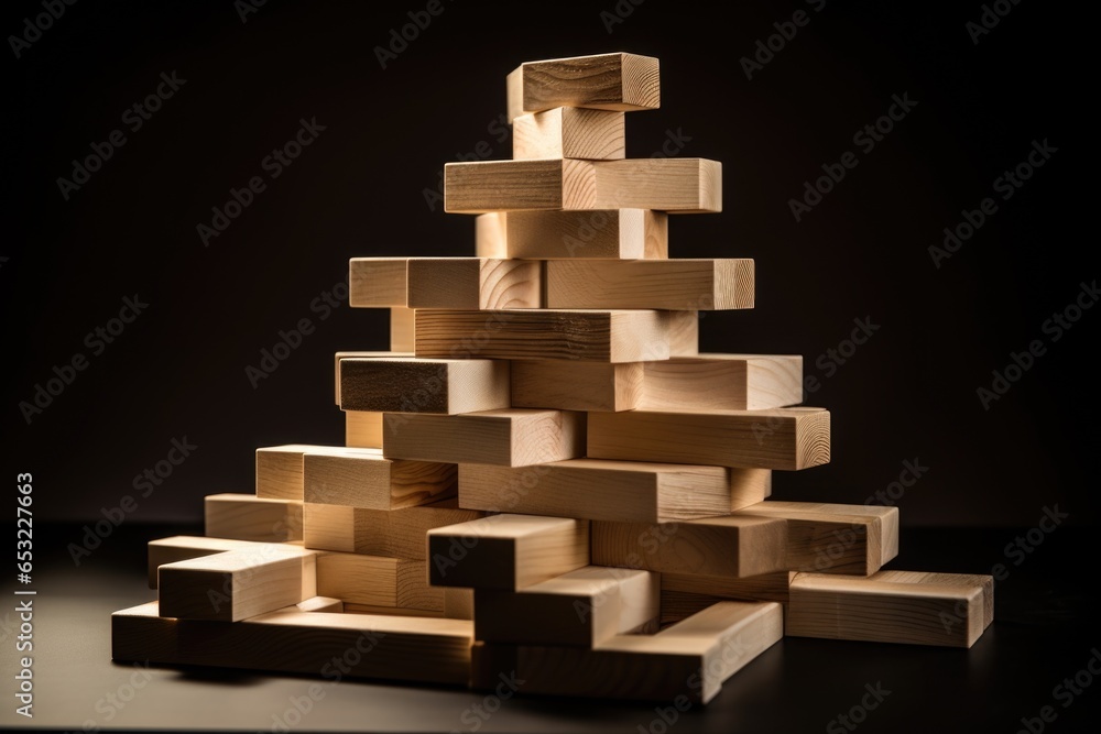 a tiered structure created with wooden blocks symbolizing goal levels a tiered structure created with wooden blocks symbolizing goal levels