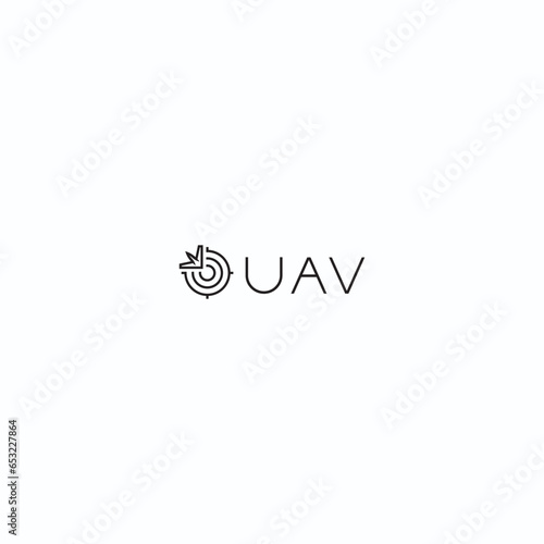 
  Drone, UAV shop logo, poster. Drone icons set. Collection of 4 drone's isolated on white background. Vector illustration