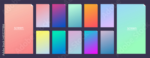 Vibrant and soft pastel gradient smooth color background set for devices, pc and modern smartphone screen soft pastel color backgrounds vector ux and ui design illustration.