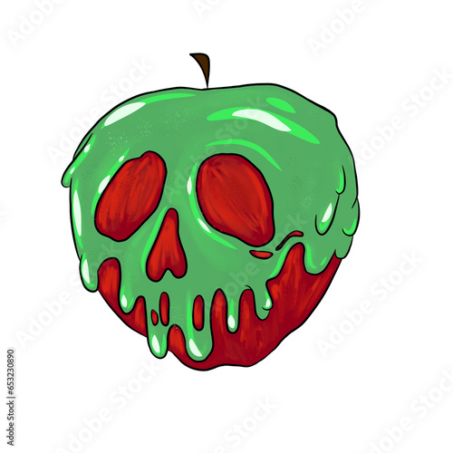 Halloween poisonous apple cartoon doodle 