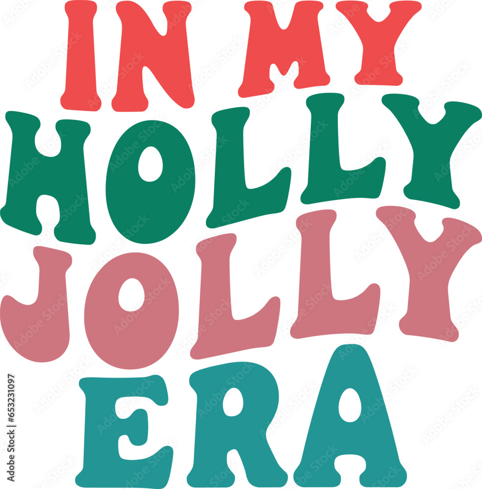 In My Holly Jolly Era Retro Christmas T-shirt Design