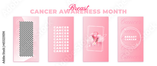 collection of social media story post designs for breast cancer awareness month