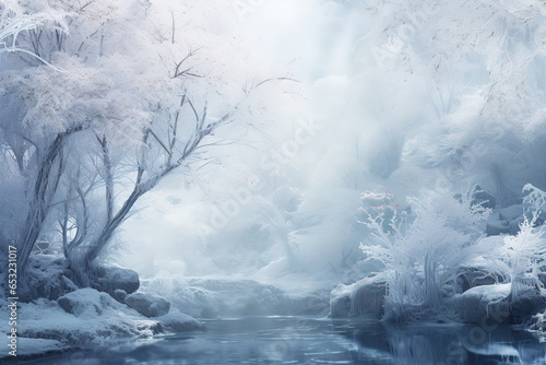 Ephemeral frozen forest landscape with the fleeting beauty of winter and its transient charm