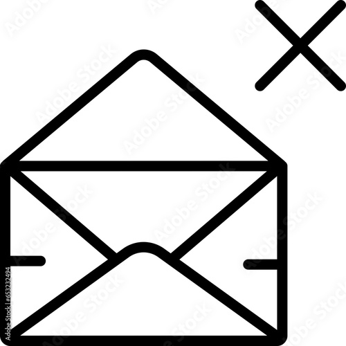 black icon - Envelope with X
A black and white icon of an envelope with an X, symbolizing message deletion or email cancellation