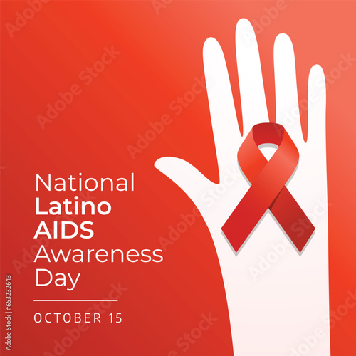 National Latino AIDS Awareness Day design template good for celebration usage. red ribbon design template. flat ribbon design. vector eps 10.