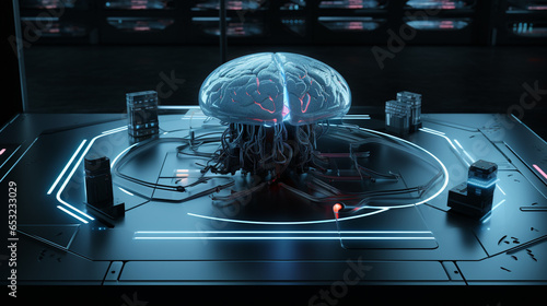 Brain Analysis Hologram Artificial Intelligence Neorology Exploration Mind ab Biology Think Facility Sci-fi  Science Fiction Generative AI