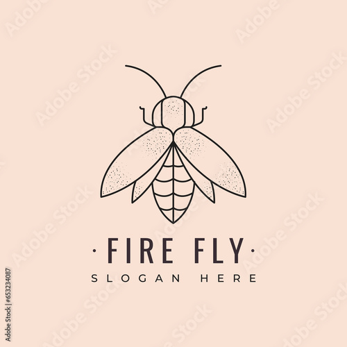 firefly animal minimal willdlife beauty latern yellow light nature forest logo design vector graphic illustration